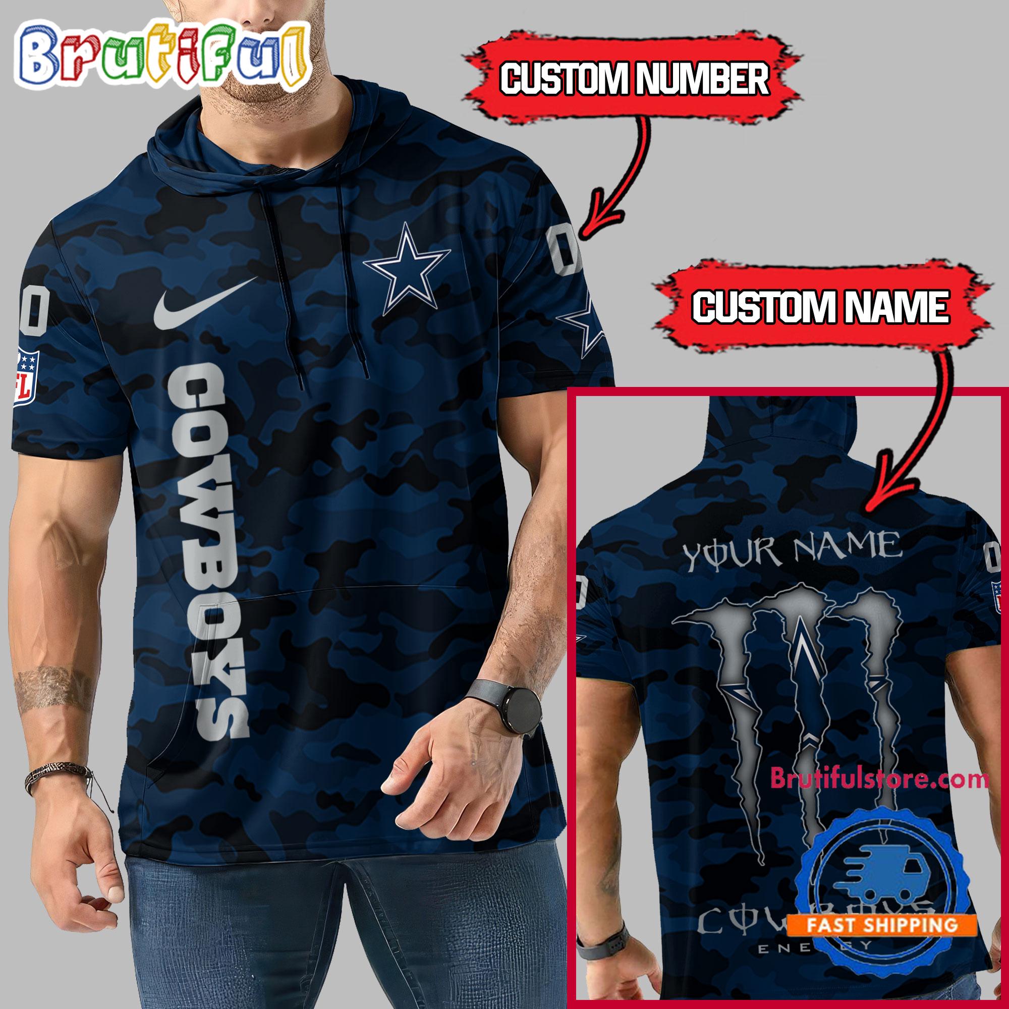 NFL Dallas Cowboys Custom Name Camo Sleeveless Hoodie Design