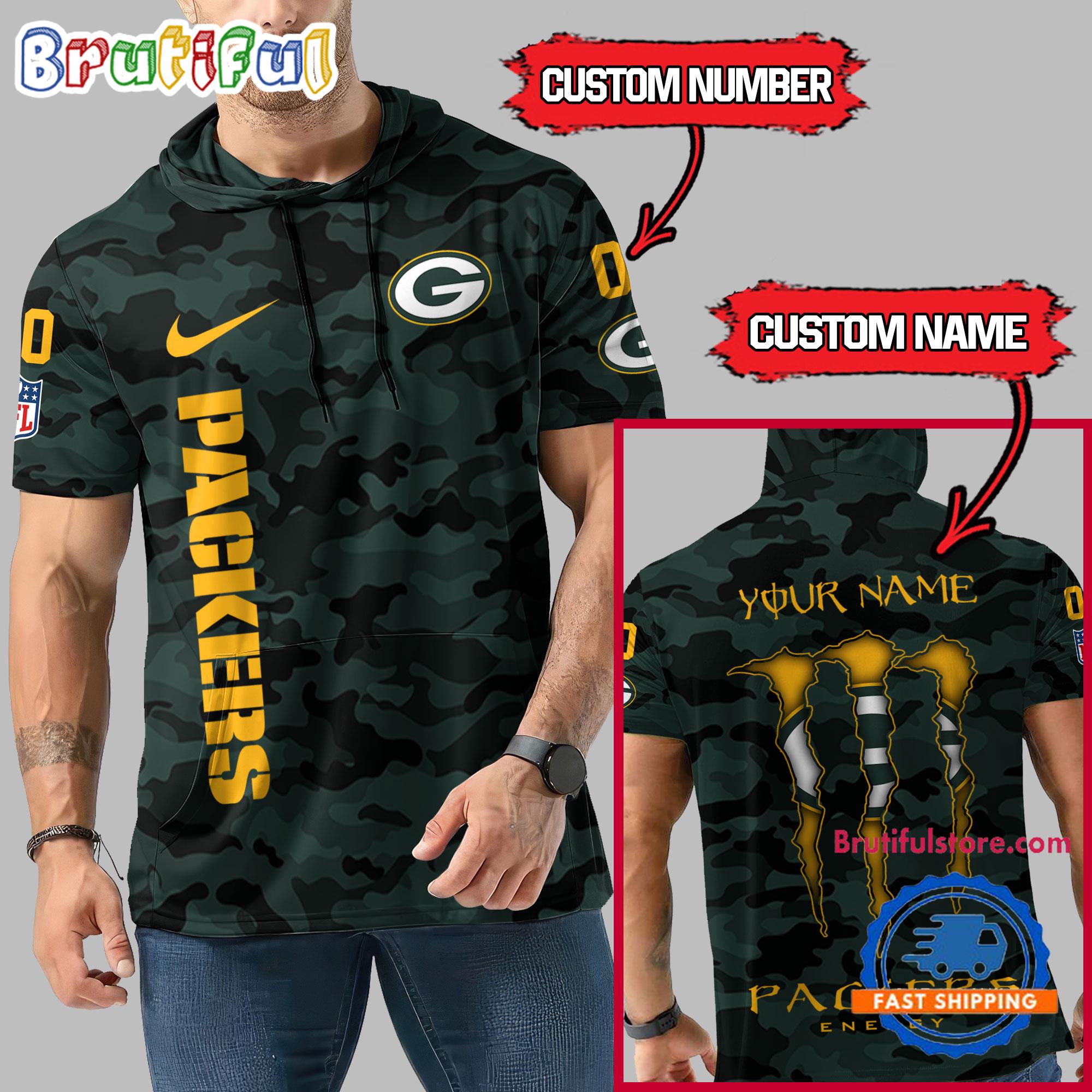 NFL Green Bay Packers Custom Name Camo Sleeveless Hoodie Design