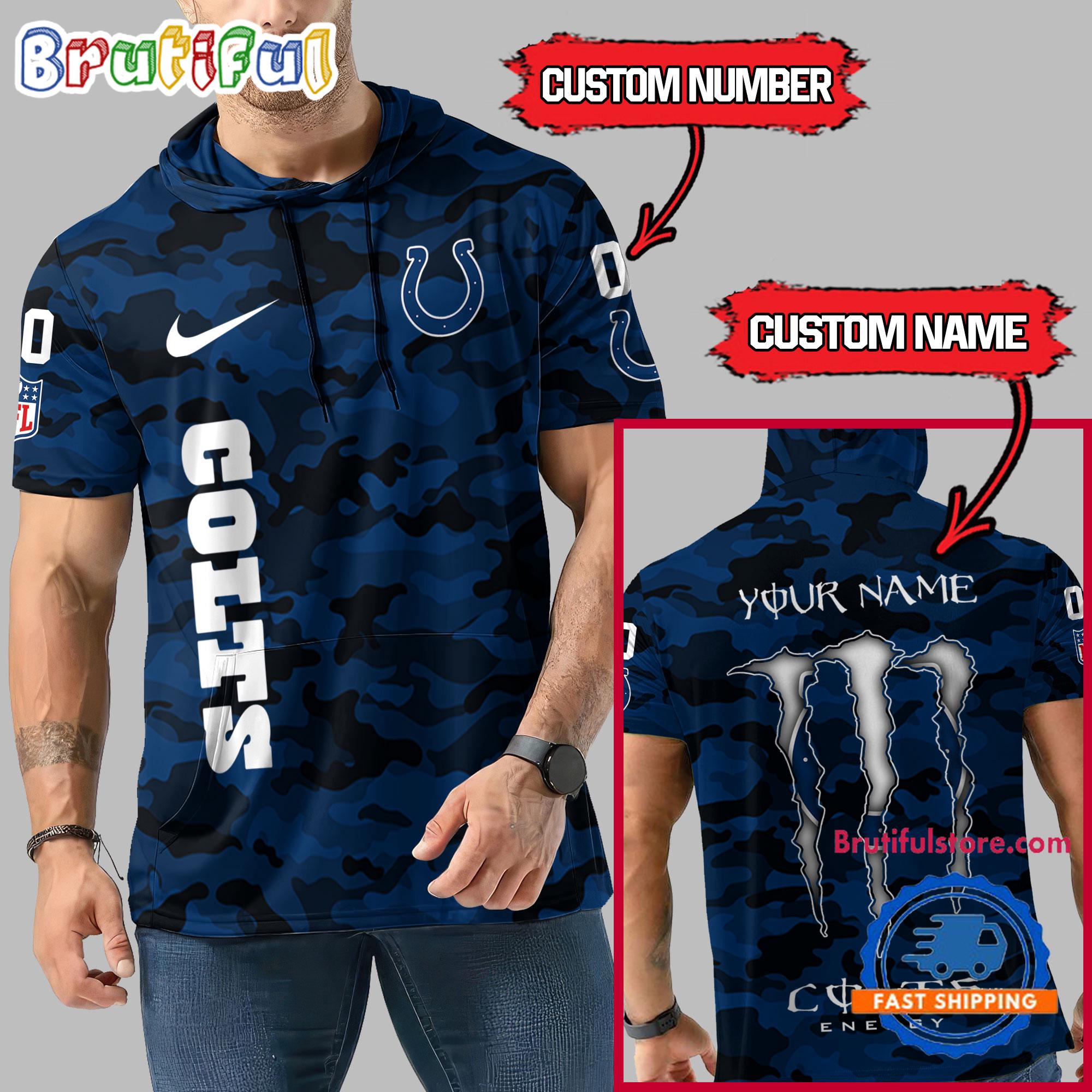NFL Indianapolis Colts Custom Name Camo Sleeveless Hoodie Design