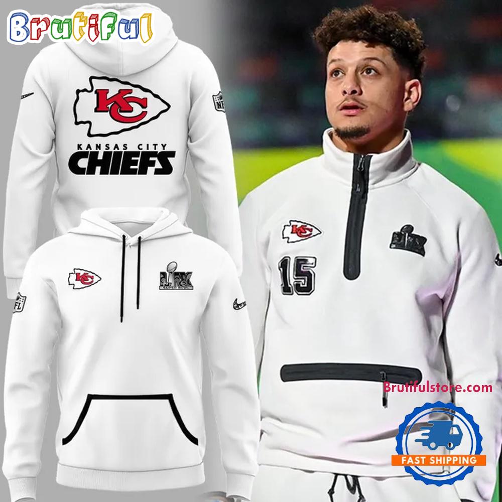 NFL Kansas City Chiefs Super Bowl LIX 2025 Champions New Design White Hoodie