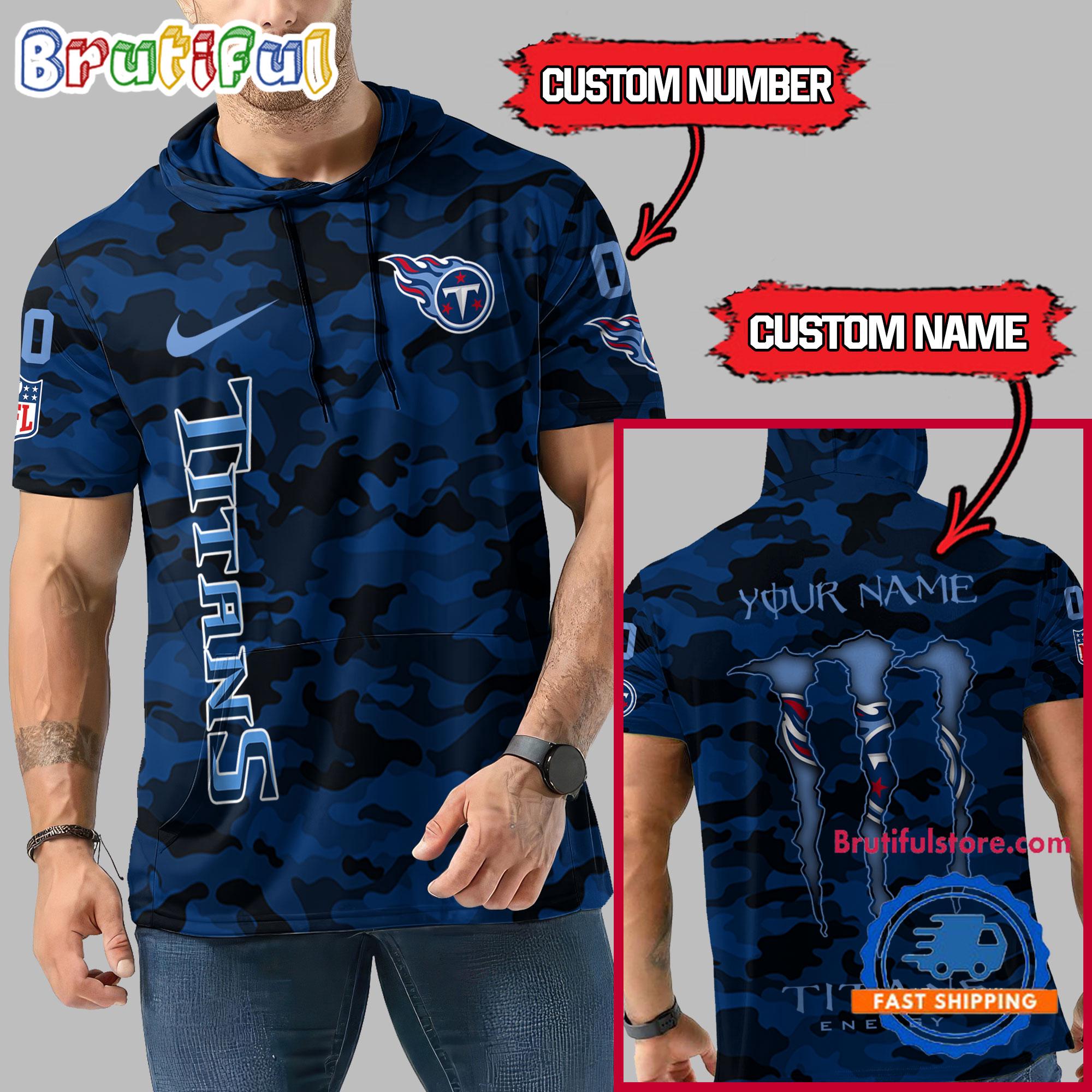 NFL Tennessee Titans Custom Name Camo Sleeveless Hoodie Design