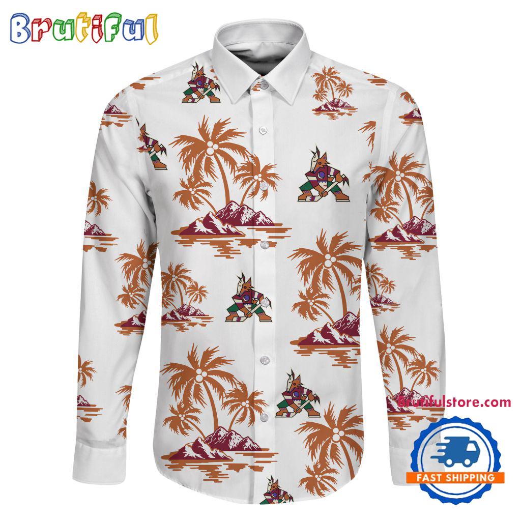 NHL Arizona Coyotes Special Hockey Long Sleeve Hawaiian Design Button Shirt