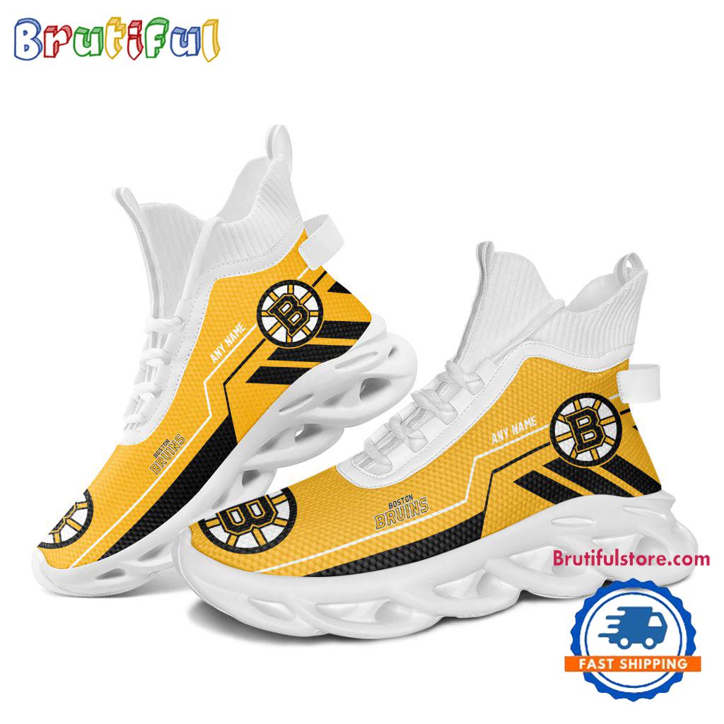 NHL Boston Bruins Personalized Name Hockey Team Design High Top Max Soul Shoes