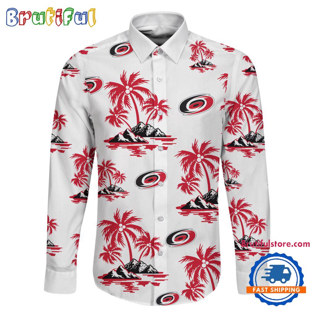 NHL Carolina Hurricanes Special Hockey Long Sleeve Hawaiian Design Button Shirt