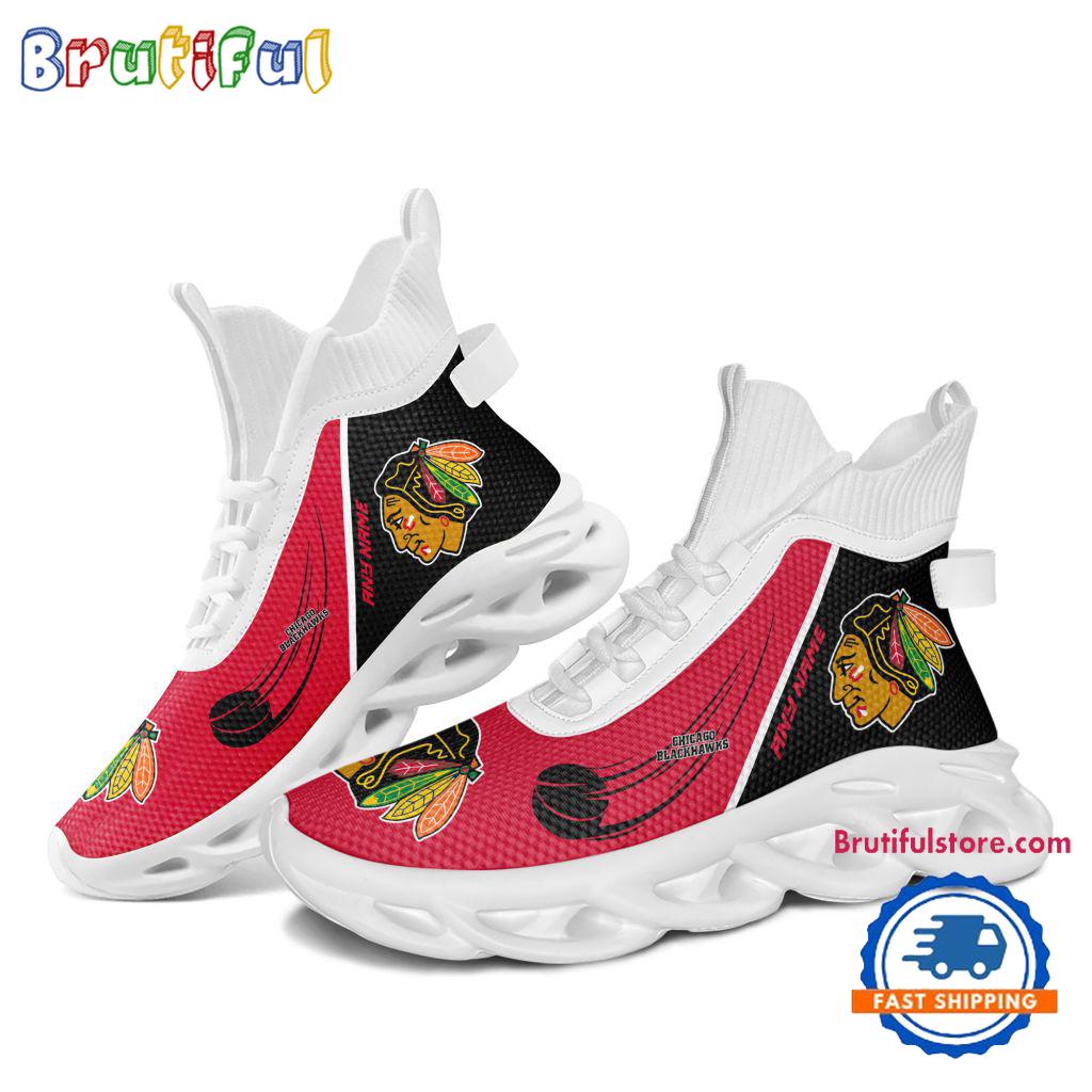 NHL Chicago Blackhawks Custom Name High Top Max Soul Shoes, Hockey Team Design Shoes Sneaker