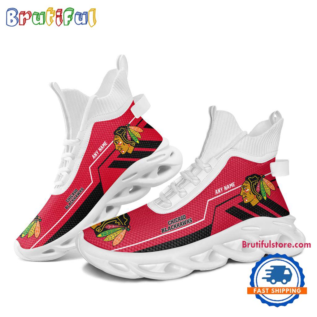 NHL Chicago Blackhawks Personalized Name Hockey Team Design High Top Max Soul Shoes