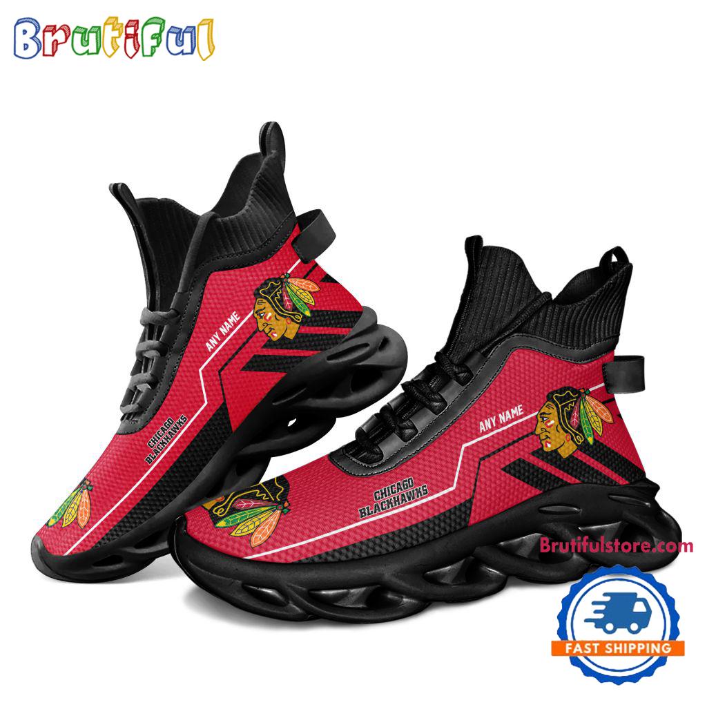 NHL Chicago Blackhawks Personalized Name Hockey Team Design High Top Max Soul Shoes