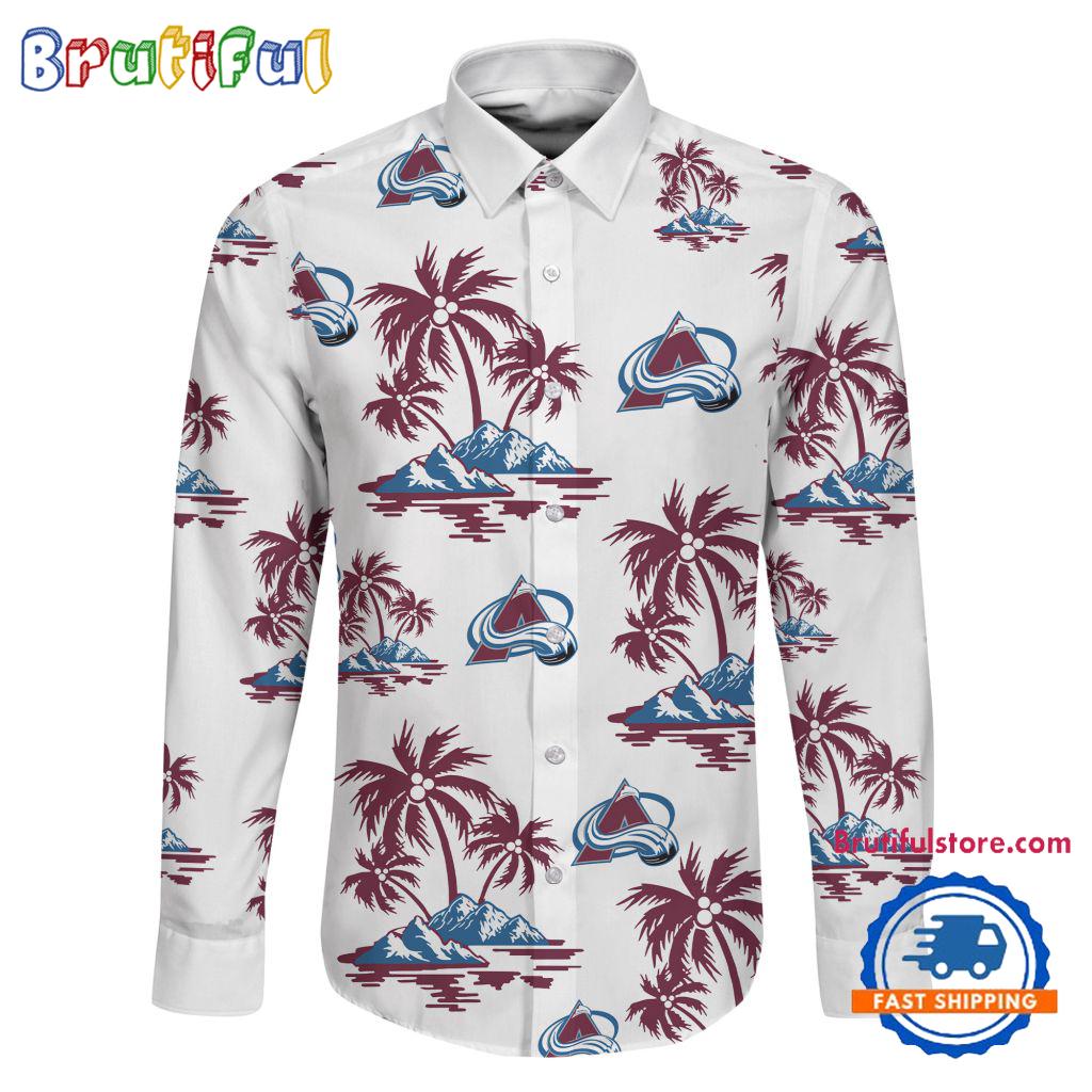 NHL Colorado Avalanche Special Hockey Long Sleeve Hawaiian Design Button Shirt