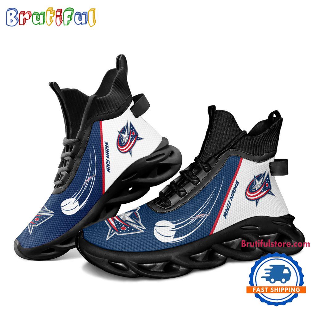 NHL Columbus Blue Jackets Custom Name High Top Max Soul Shoes, Hockey Team Design Shoes Sneaker