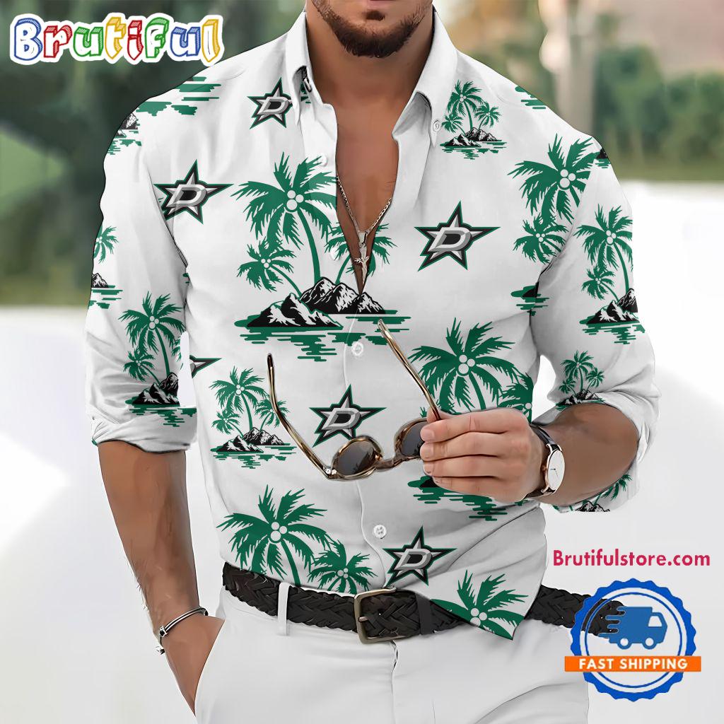 NHL Dallas Stars Special Hockey Long Sleeve Hawaiian Design Button Shirt