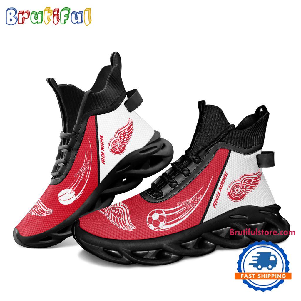 NHL Detroit Red Wings Custom Name High Top Max Soul Shoes, Hockey Team Design Shoes Sneaker