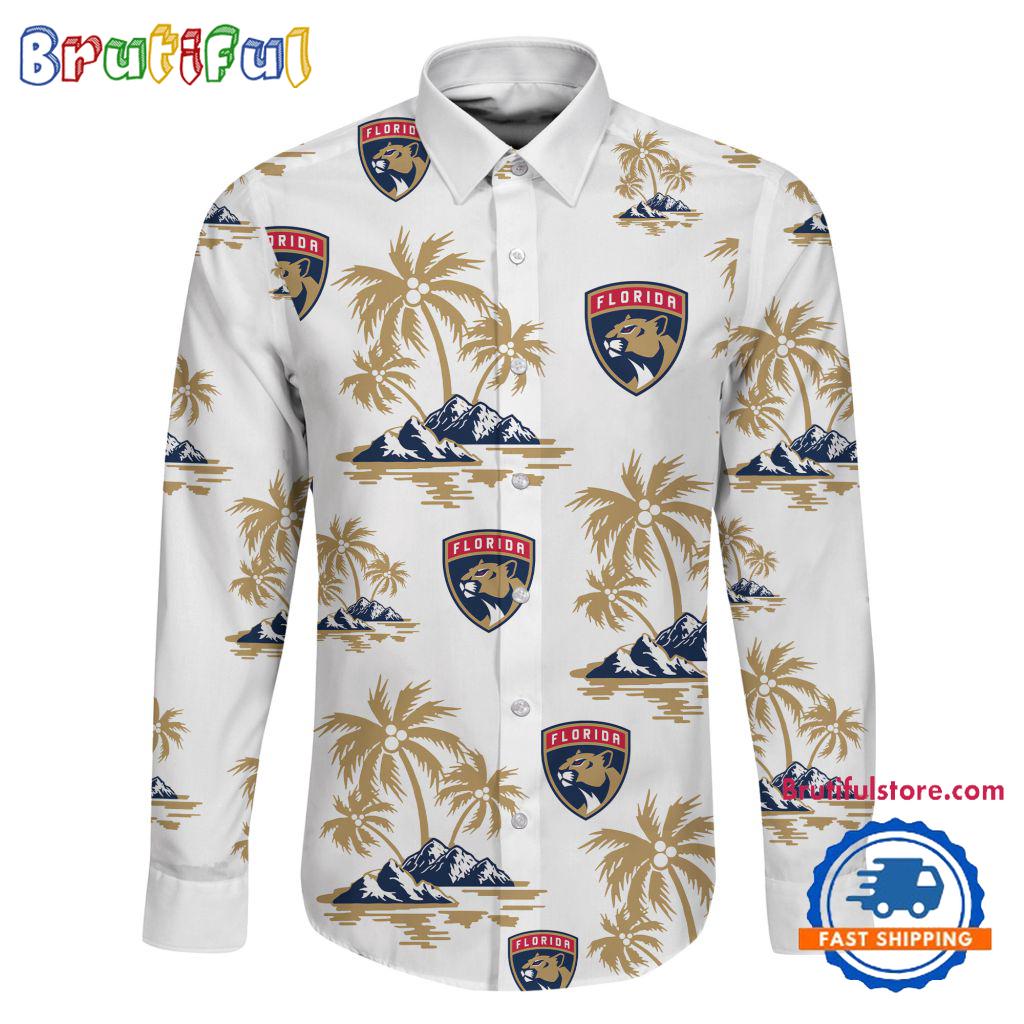 NHL Florida Panthers Special Hockey Long Sleeve Hawaiian Design Button Shirt