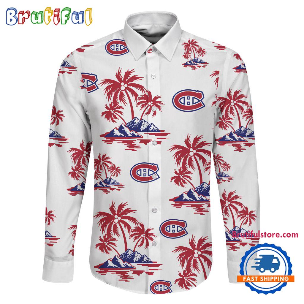 NHL Montreal Canadiens Special Hockey Long Sleeve Hawaiian Design Button Shirt