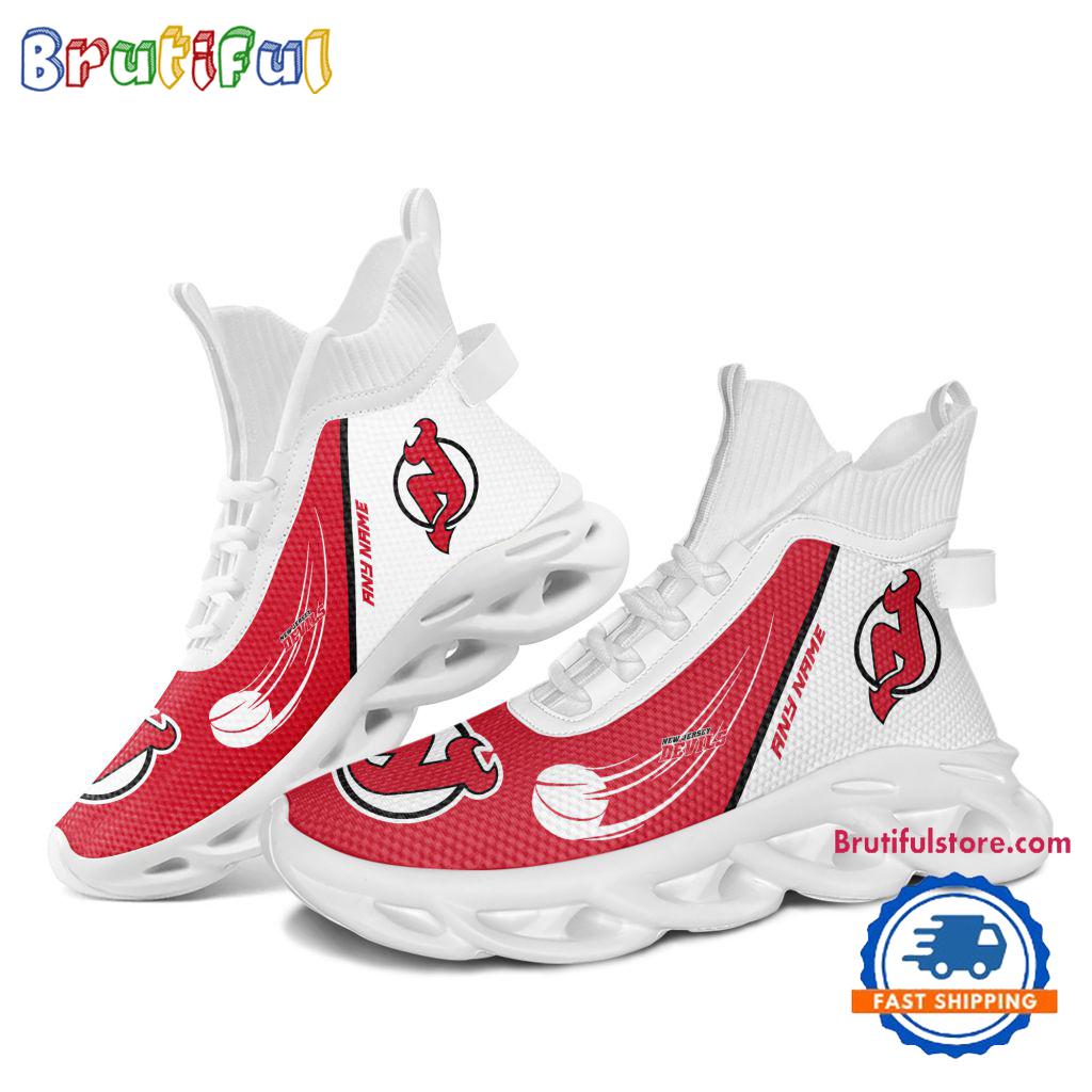 NHL New Jersey Devils Custom Name High Top Max Soul Shoes, Hockey Team Design Shoes Sneaker
