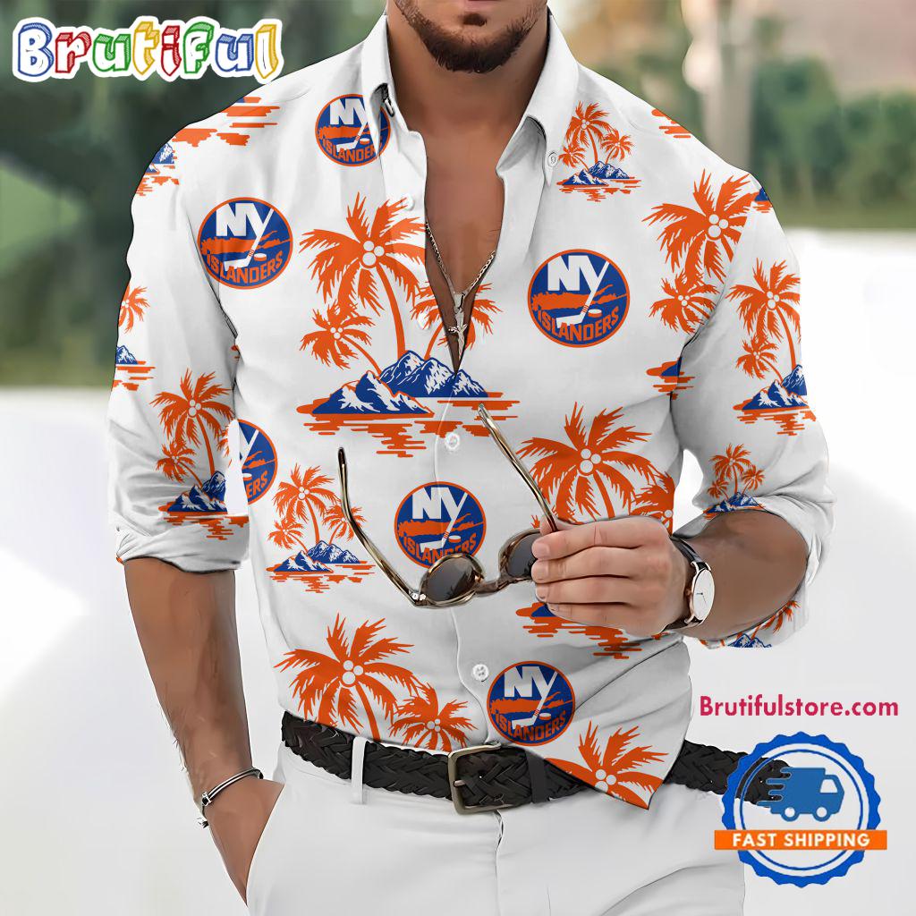 NHL New York Islanders Special Hockey Long Sleeve Hawaiian Design Button Shirt