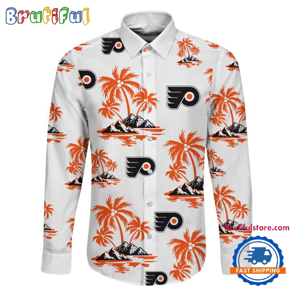 NHL Philadelphia Flyers Special Hockey Long Sleeve Hawaiian Design Button Shirt