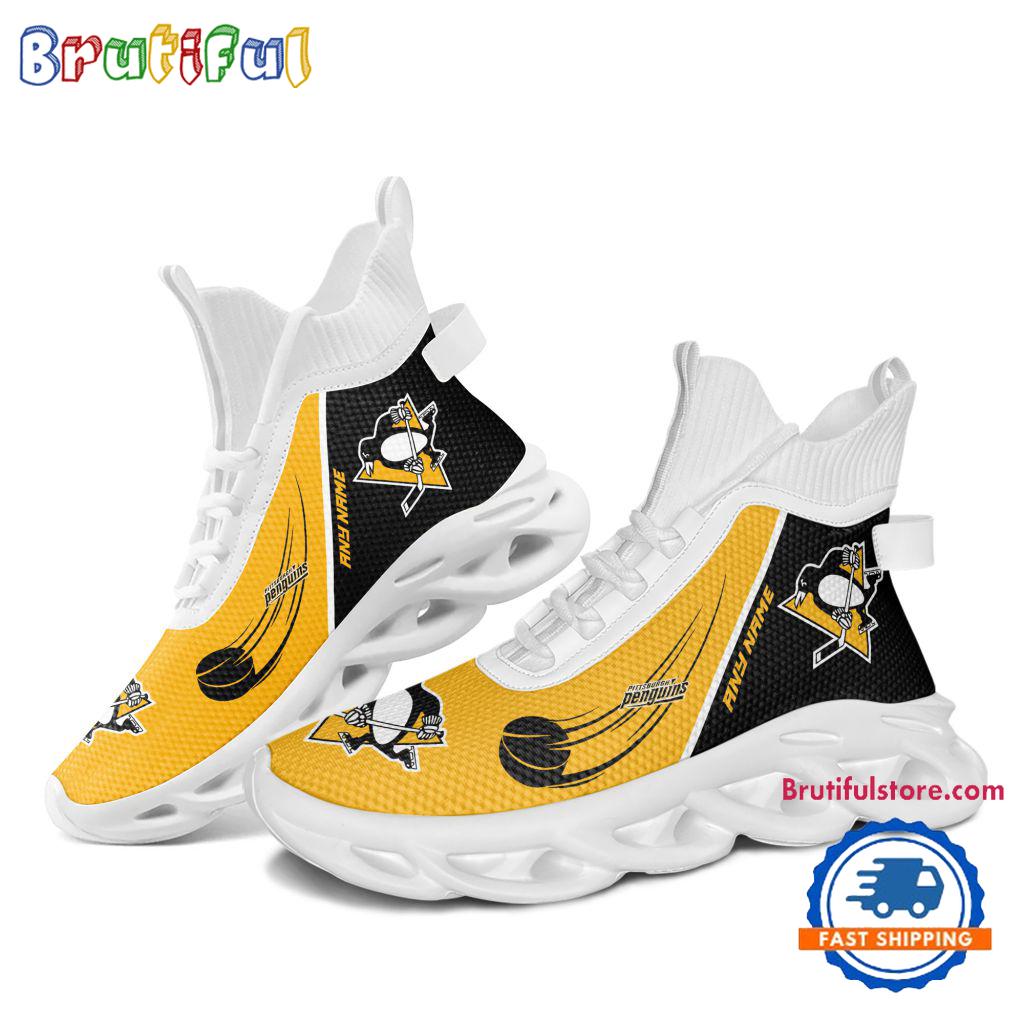 NHL Pittsburgh Penguins Custom Name High Top Max Soul Shoes, Hockey Team Design Shoes Sneaker
