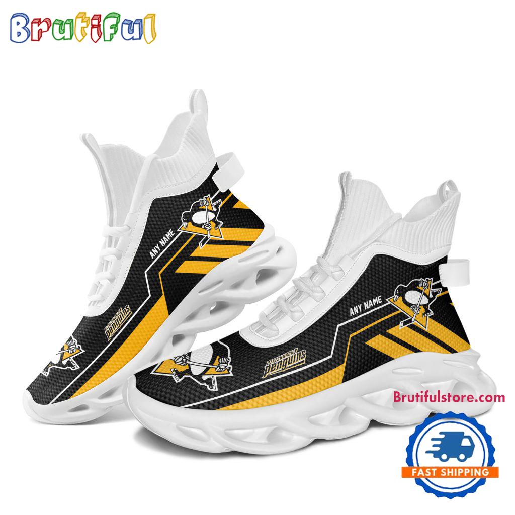 NHL Pittsburgh Penguins Personalized Name Hockey Team Design High Top Max Soul Shoes