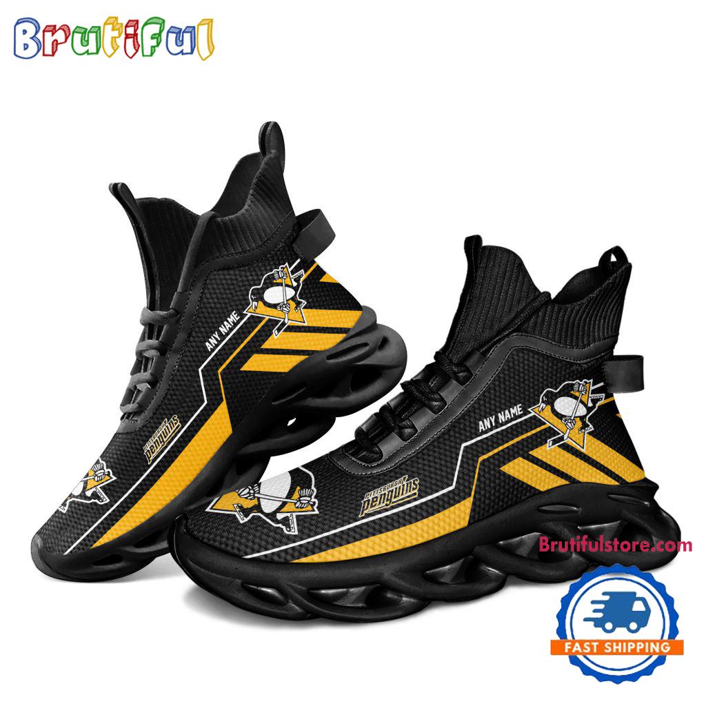 NHL Pittsburgh Penguins Personalized Name Hockey Team Design High Top Max Soul Shoes