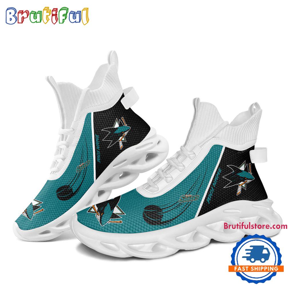 NHL San Jose Sharks Custom Name High Top Max Soul Shoes, Hockey Team Design Shoes Sneaker