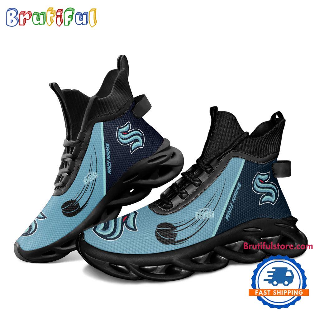 NHL Seattle Kraken Custom Name High Top Max Soul Shoes, Hockey Team Design Shoes Sneaker
