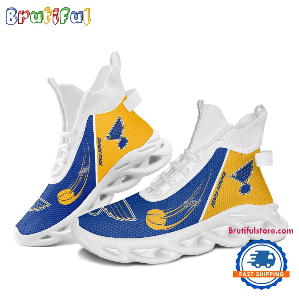 NHL St. Louis Blues Custom Name High Top Max Soul Shoes, Hockey Team Design Shoes Sneaker
