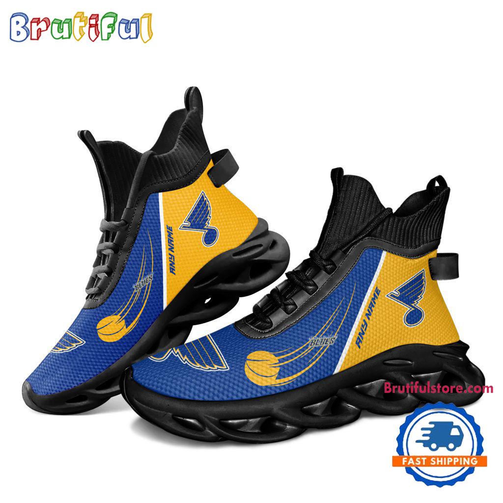 NHL St. Louis Blues Custom Name High Top Max Soul Shoes, Hockey Team Design Shoes Sneaker