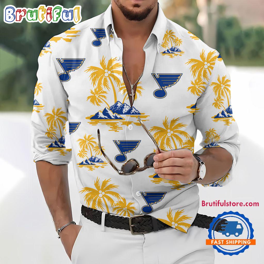 NHL St. Louis Blues Special Hockey Long Sleeve Hawaiian Design Button Shirt