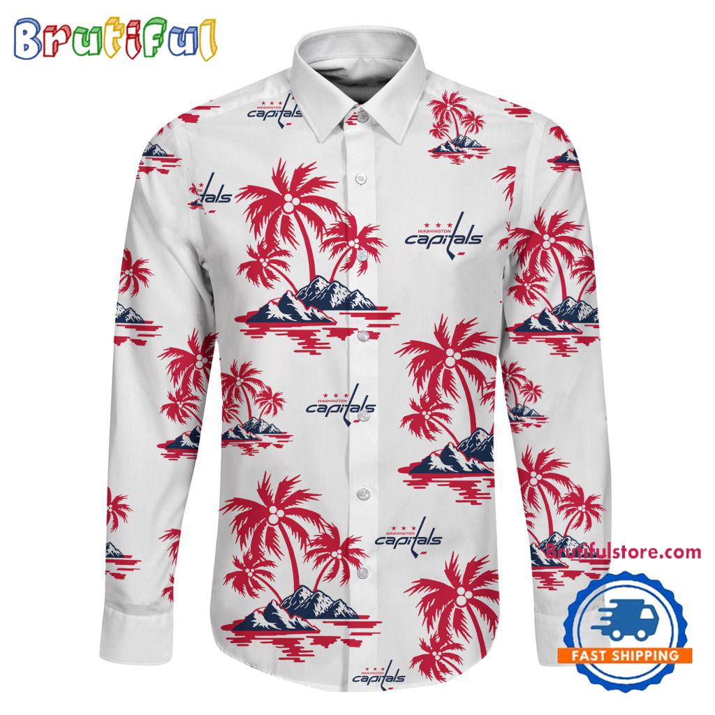 NHL Washington Capitals Special Hockey Long Sleeve Hawaiian Design Button Shirt