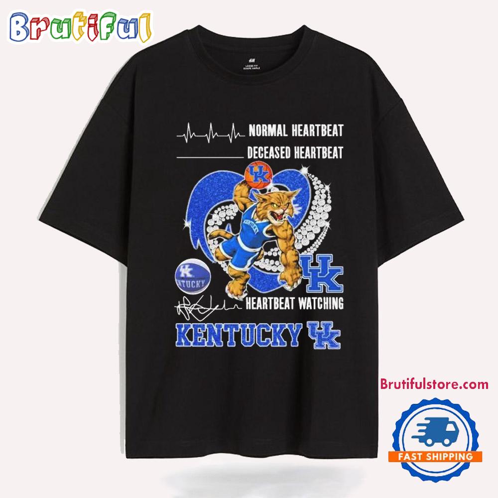 Normal Heartbeat Deceased Heartbeat Heartbeat Watching Kentucky Wildcats Mascot Heart Diamond T Shirt