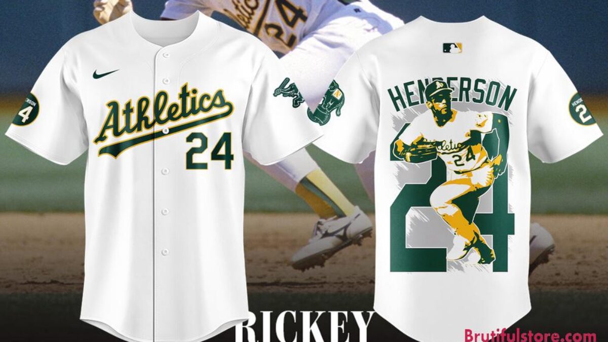 Oakland Athletics Rickey Henderson FOREVER 24 Baseball Jersey