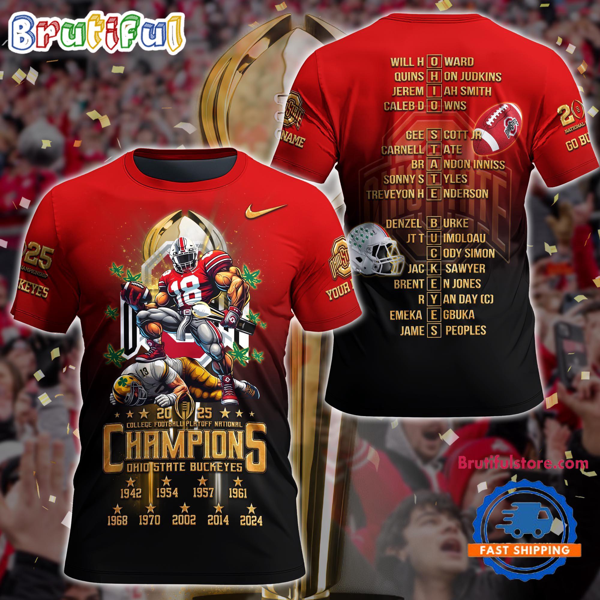 Ohio State Buckeyes College Football Playoff National Champions 2024-2025 T Shirt