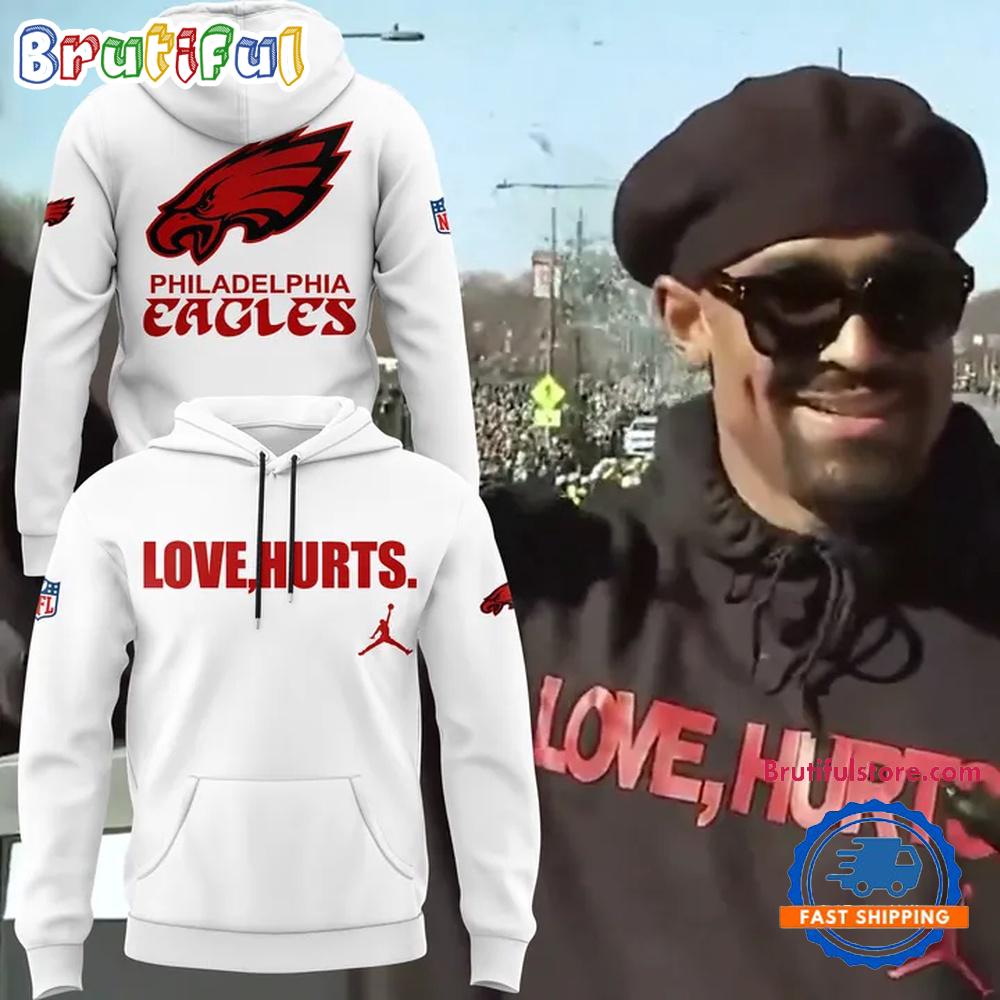 Philadelphia Eagles NFL x Love Hurts 2025 Champions White Hoodie