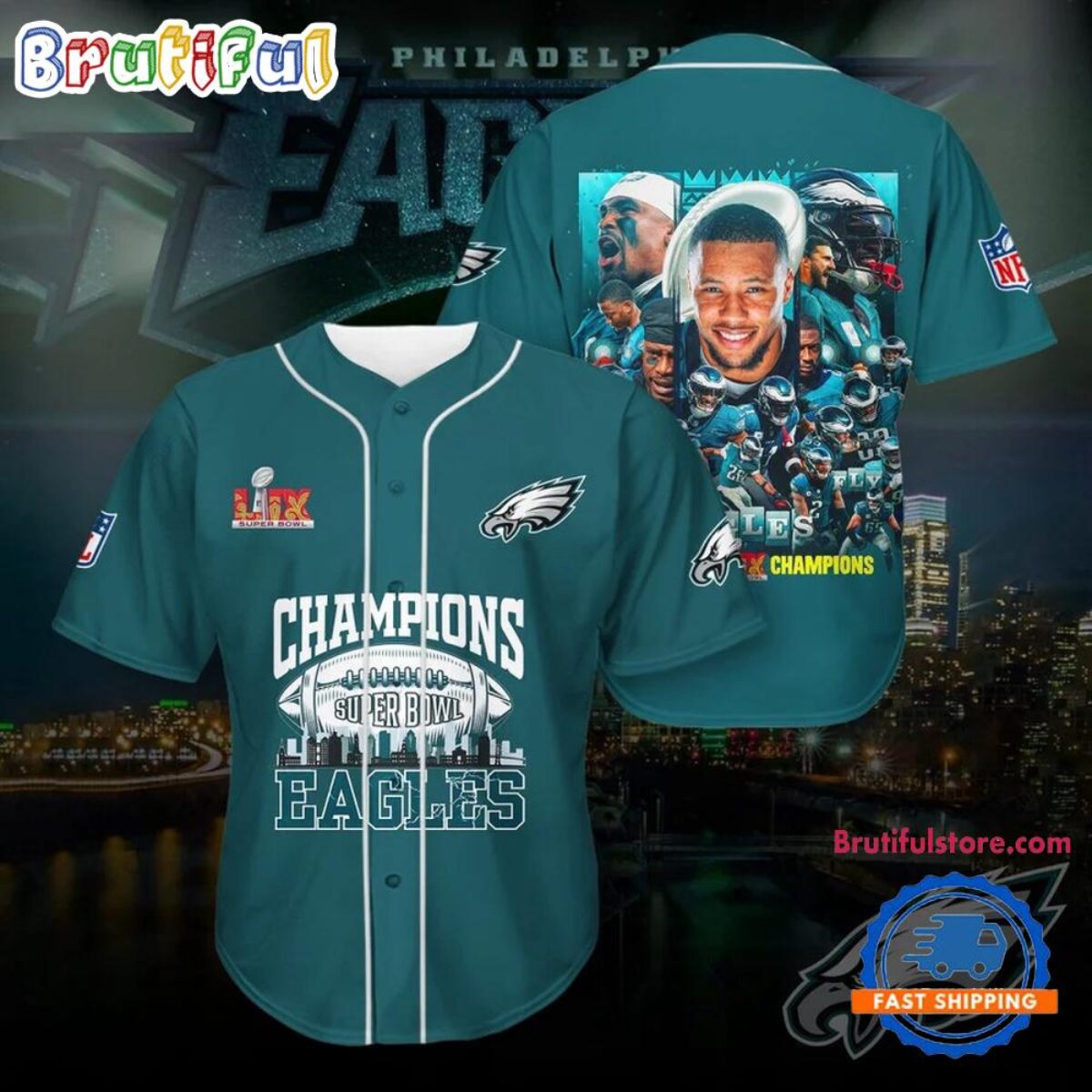 Philadelphia Eagles SUPER BOWL LIX CHAMPIONS 2025 New Baseball Jersey