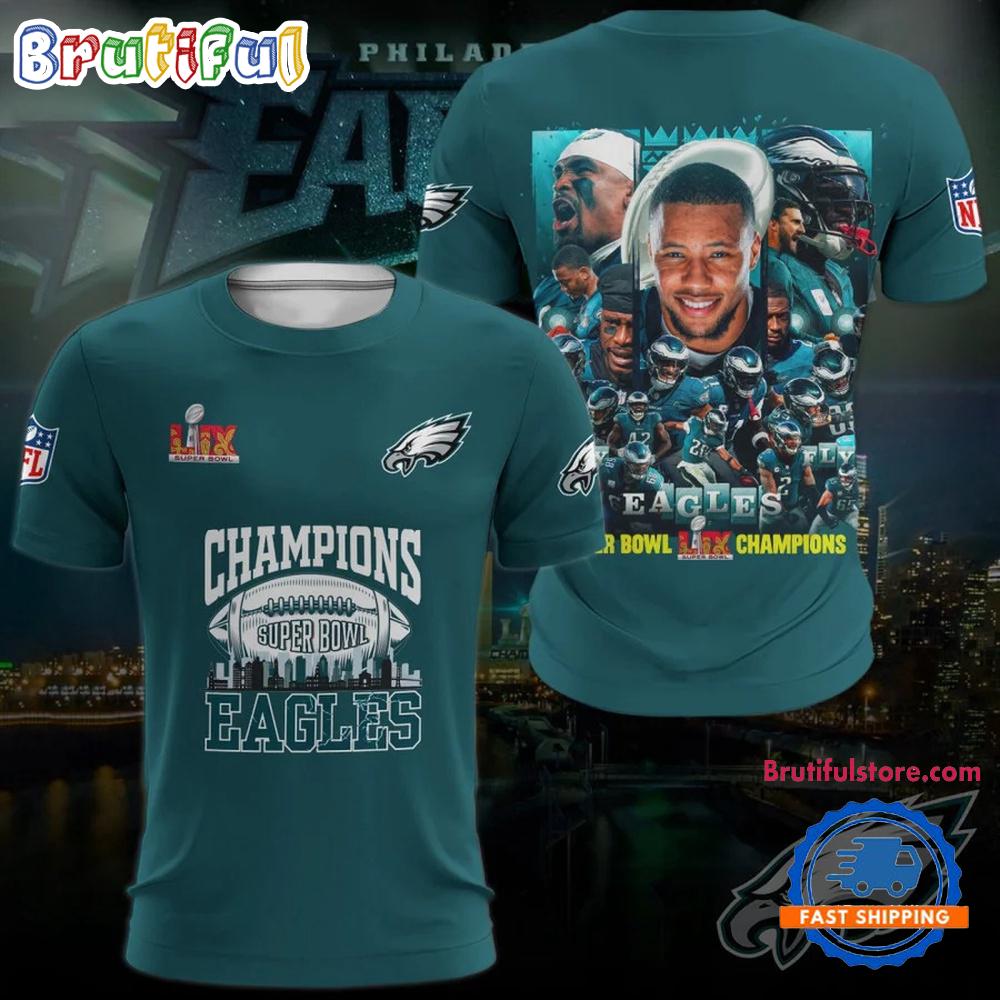 Philadelphia Eagles SUPER BOWL LIX CHAMPIONS 2025 New T Shirt