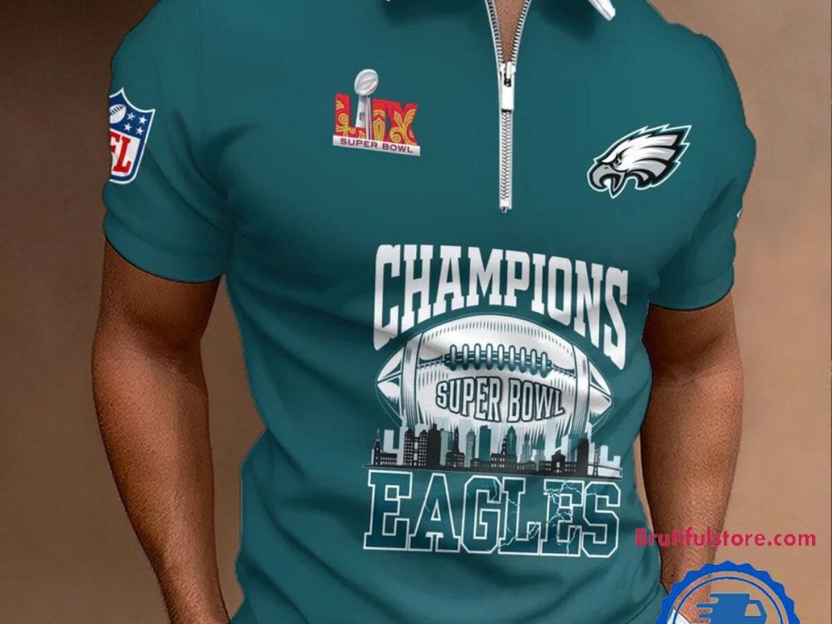 Philadelphia Eagles SUPER BOWL LIX CHAMPIONS 2025 New Zipper Polo