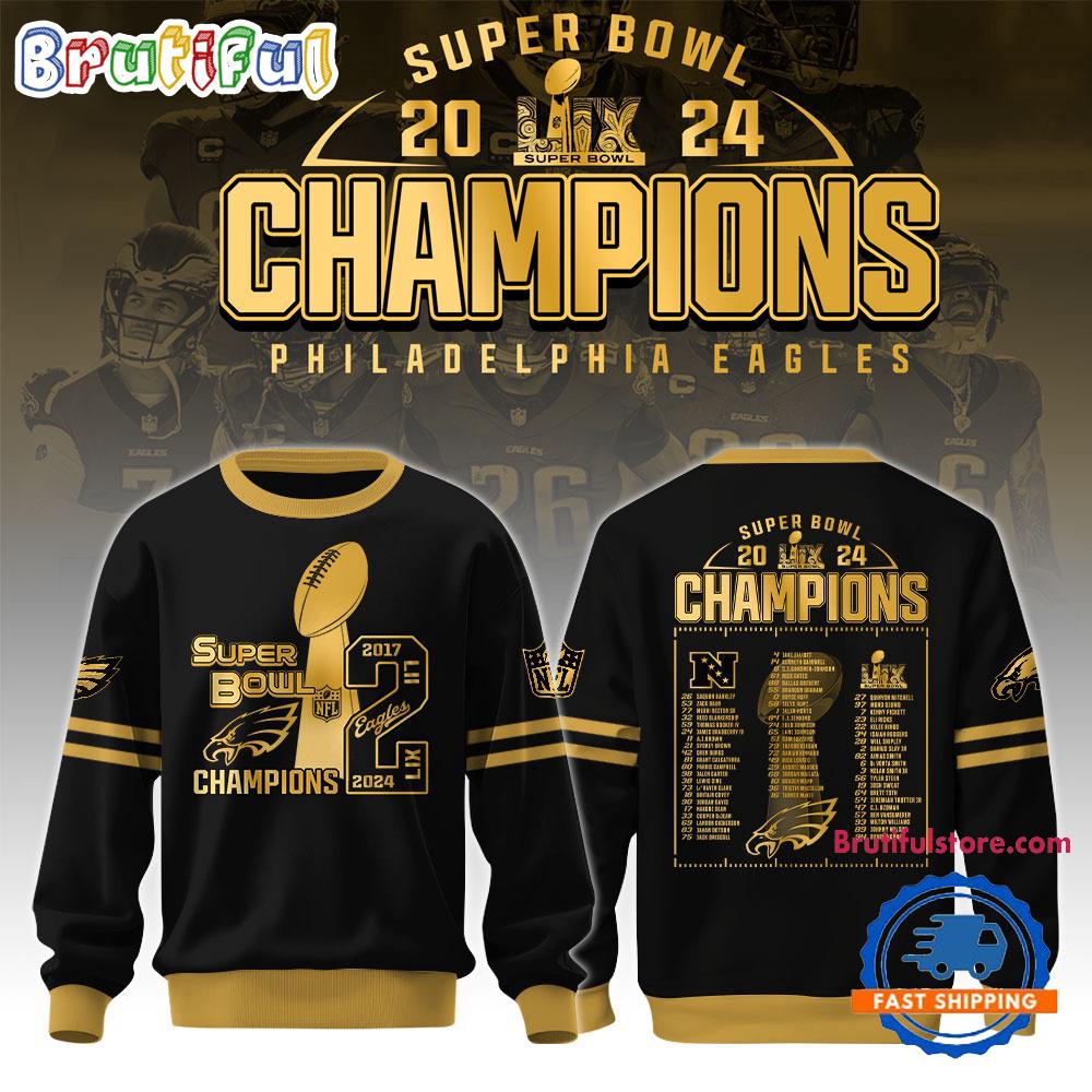 Philadelphia Eagles Super Bowl LIX Champions Golden Edition Sweatshirt