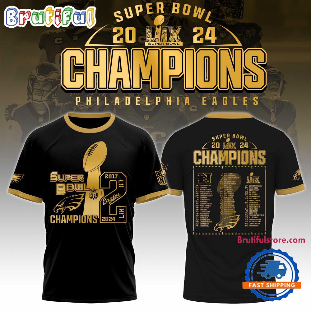 Philadelphia Eagles Super Bowl LIX Champions Golden Edition T-Shirt