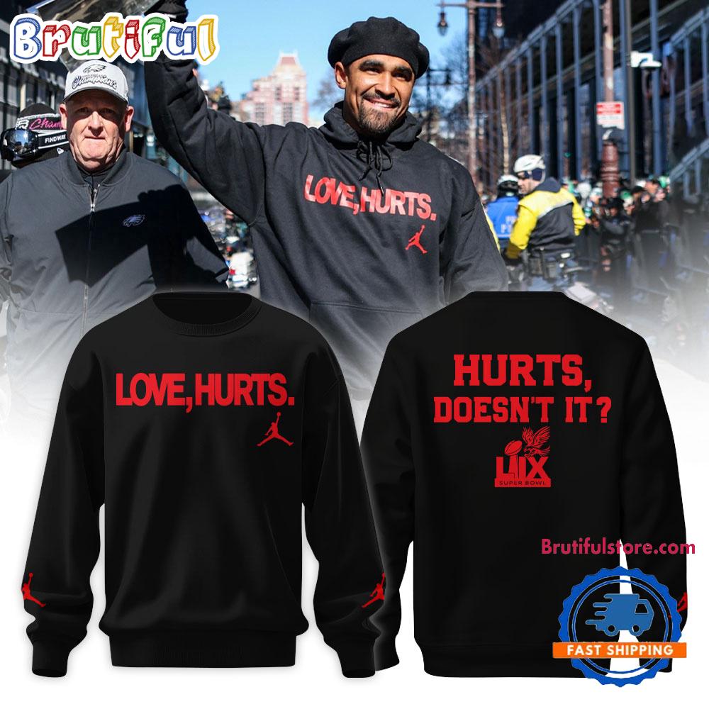 Philadelphia Eagles x Love Hurts 2025 Black Sweatshirt