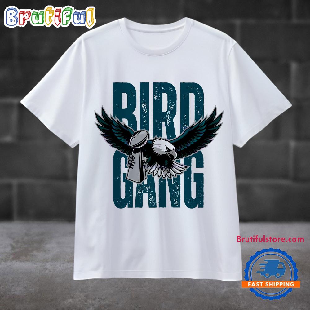 Retro Bird Gang Philadelphia Eagles Trophy 2025 Super Bowl Champions T Shirt