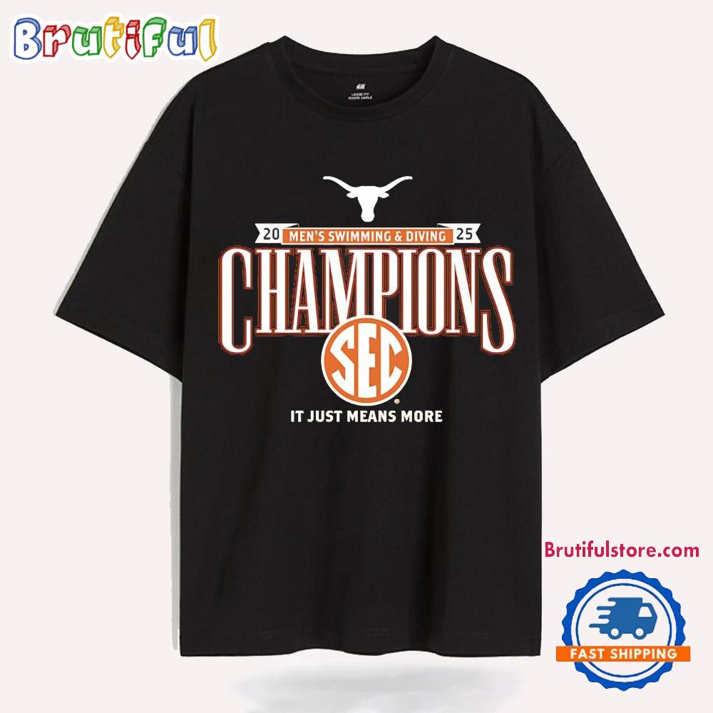 Texas Longhorns 2025 Sec Men’s Swimming and Diving Champions T Shirt