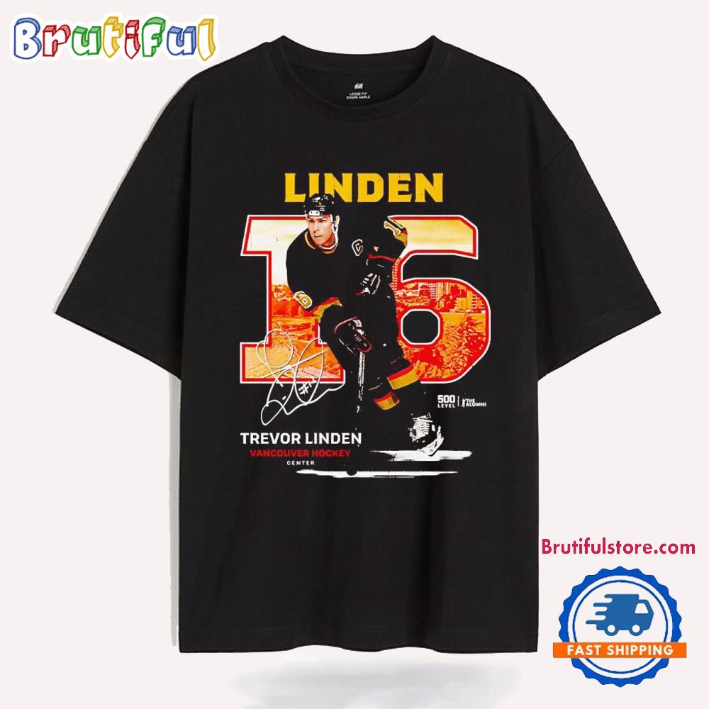 Trevor Linden Vancouver Hockey Throwback Signature T Shirt