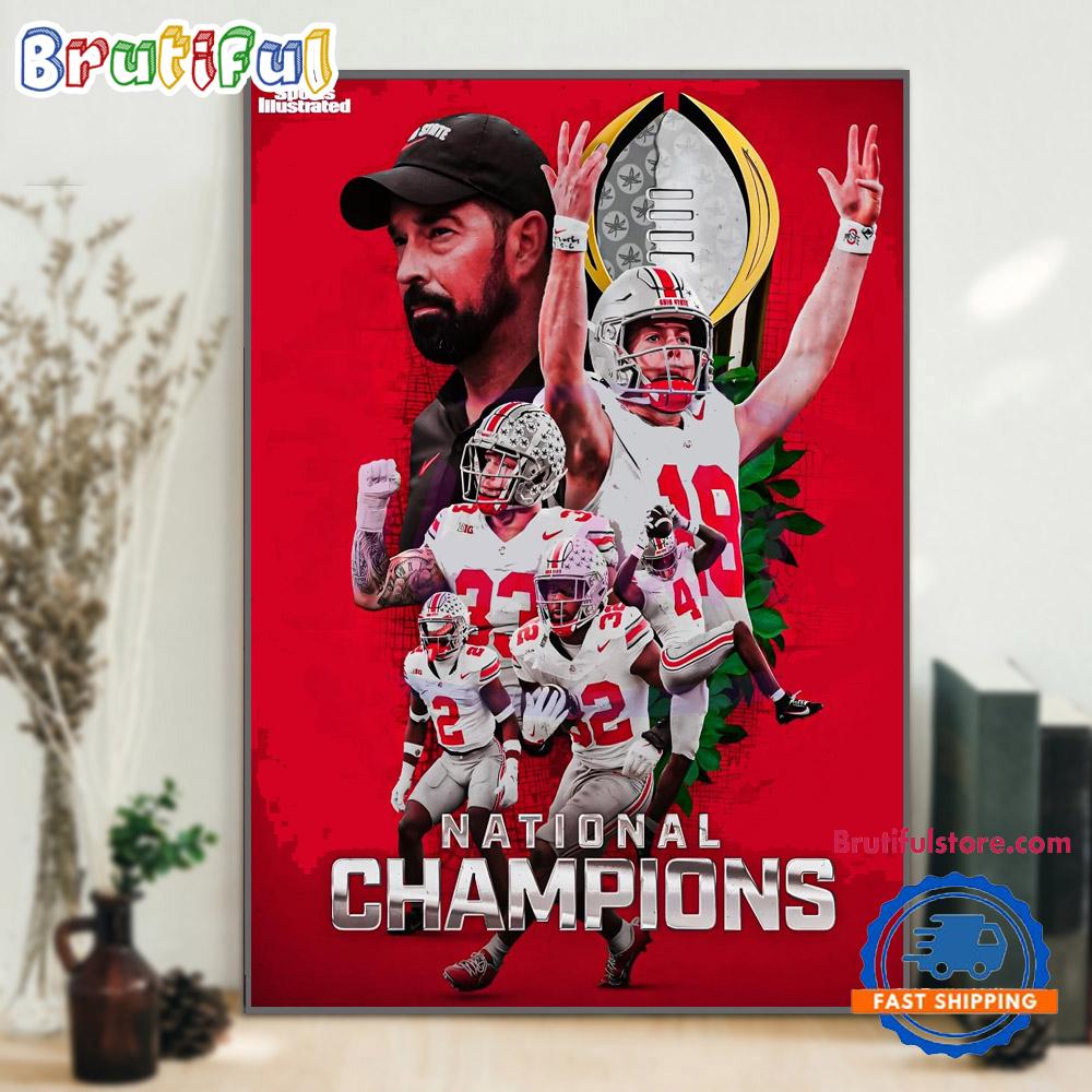 Vintage National Champions 2024 Ohio State Buckeye Wall Art Poster Canvas