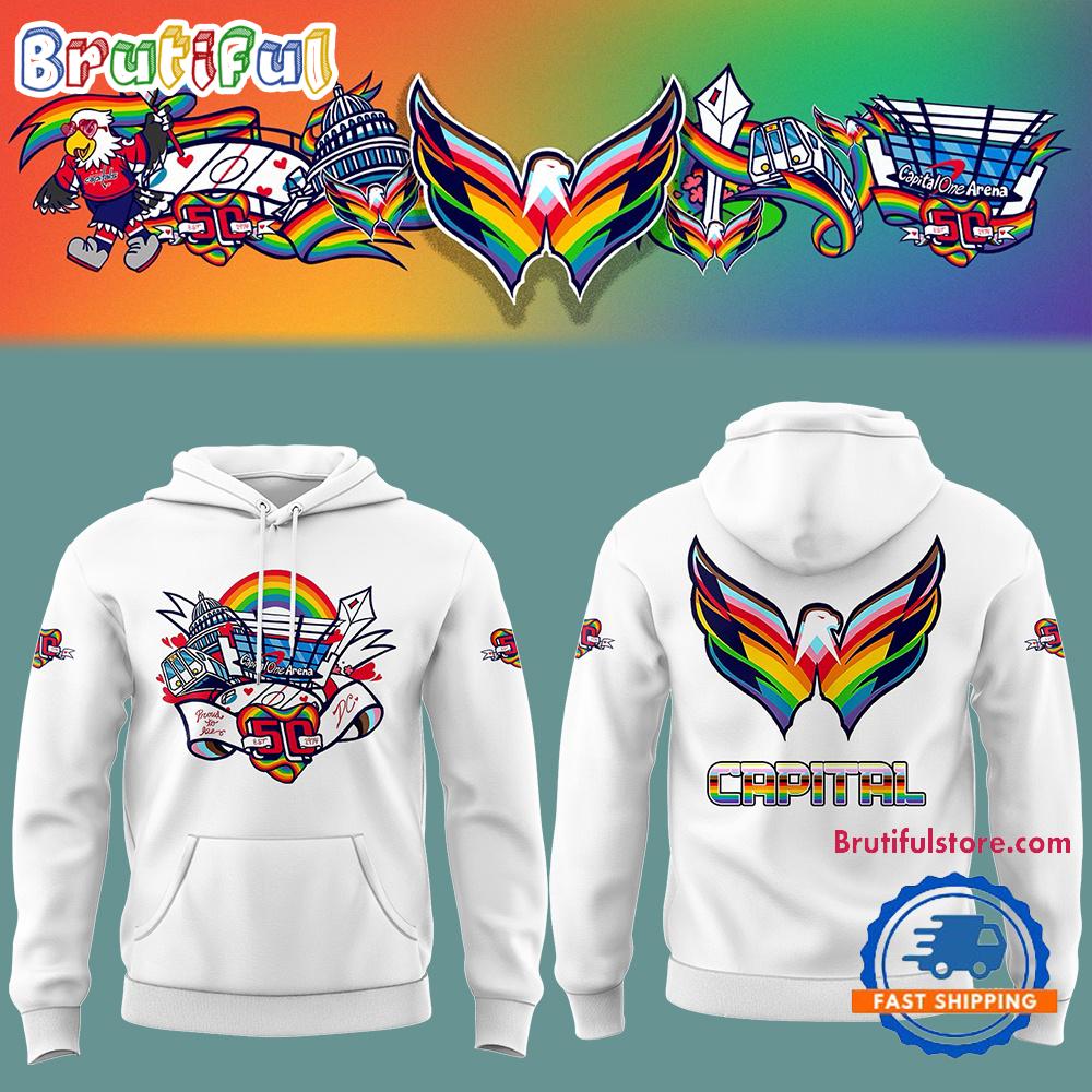 Washington Capitals Special Pride Night White Hoodie