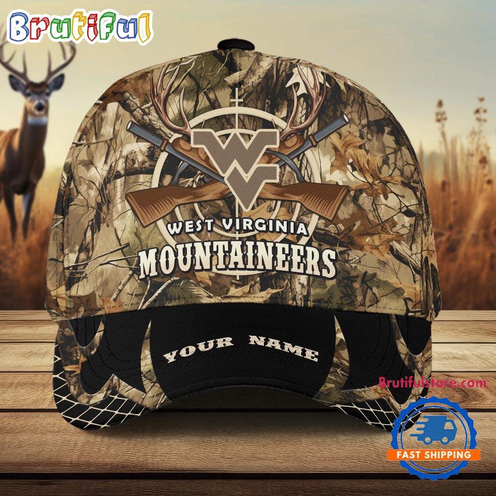 West Virginia Mountaineers Camo Hunting Cap, Sport Team Camo Hunting Hats