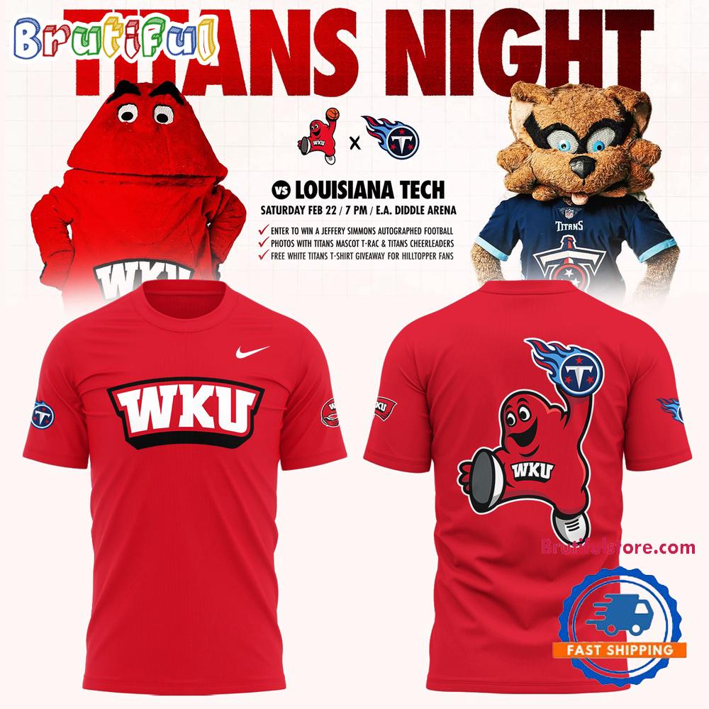 Western Kentucky Hilltoppers Tennessee Titans Night Red T Shirt