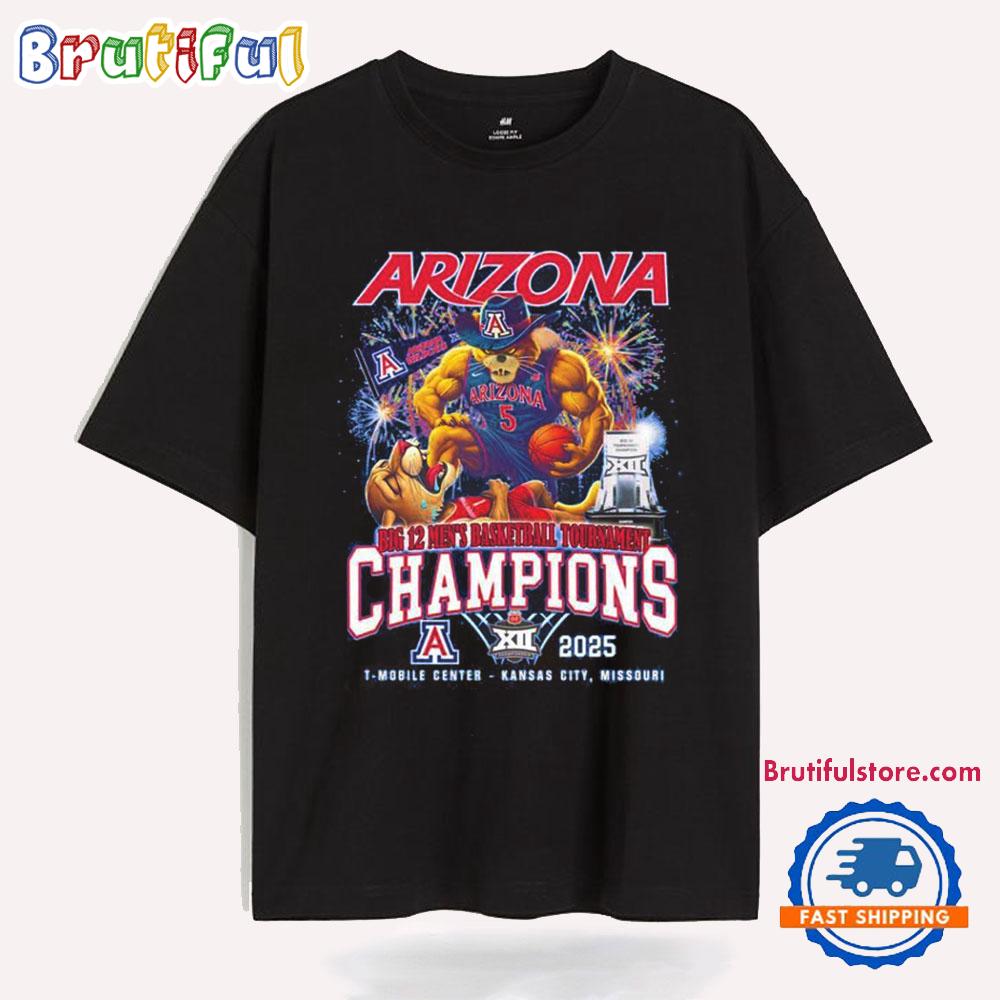 Arizona 2025 Big 12 Men’s Basketball Champions Mascot T Shirt