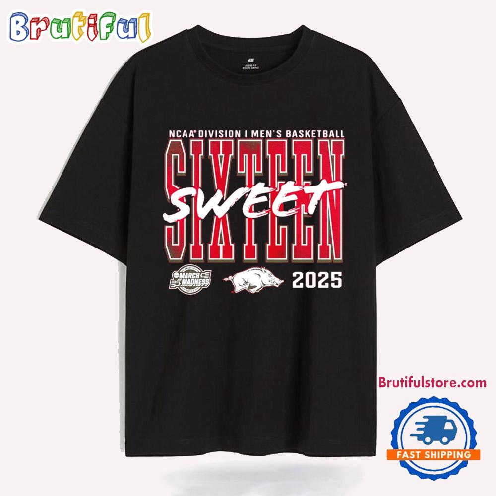 Arkansas Razorbacks 2025 NCAA Men’s Basketball Tournament March Madness Sweet 16 T Shirt
