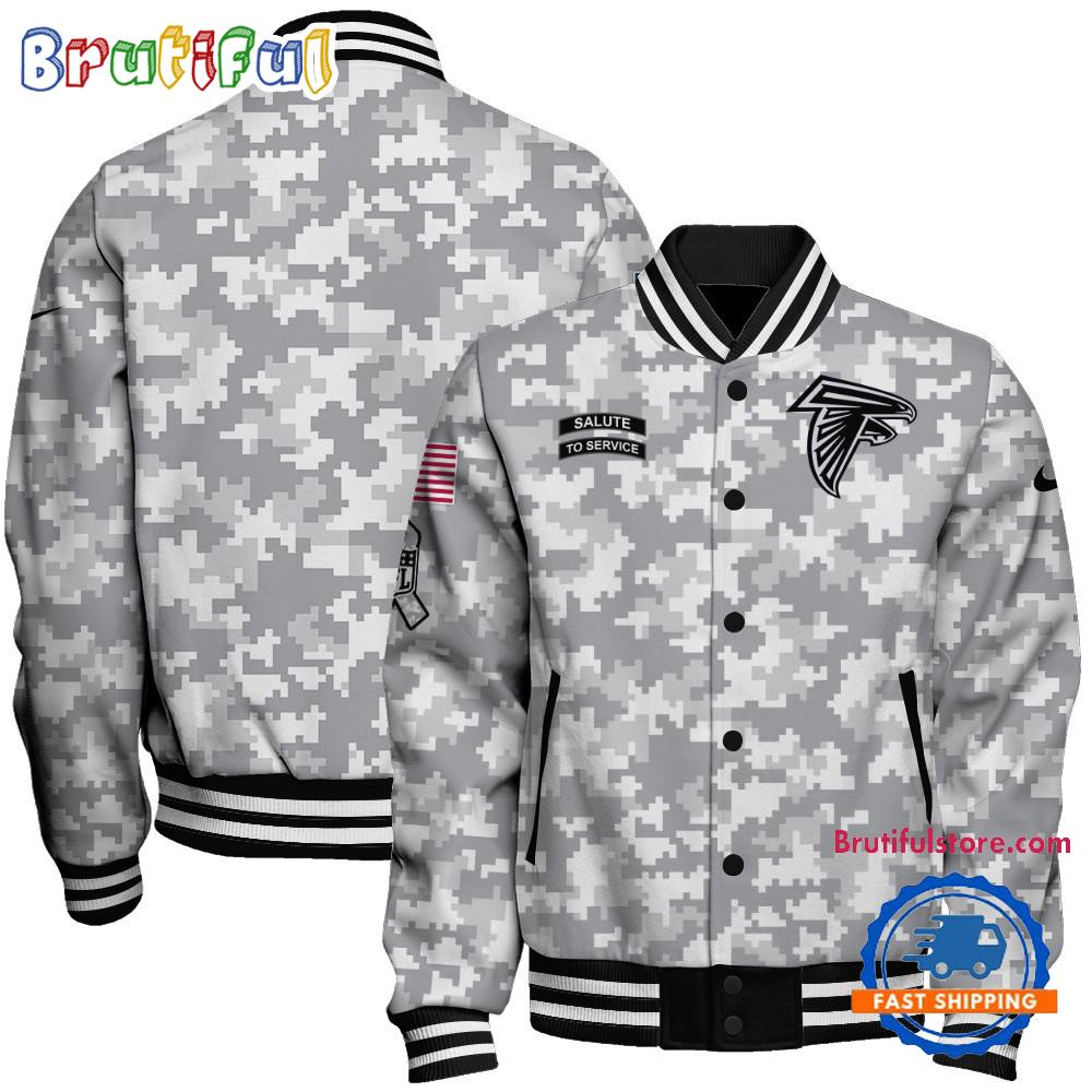Atlanta Falcons National Football League Arctic Camo Salute To Service Veterans Varsity Jacket