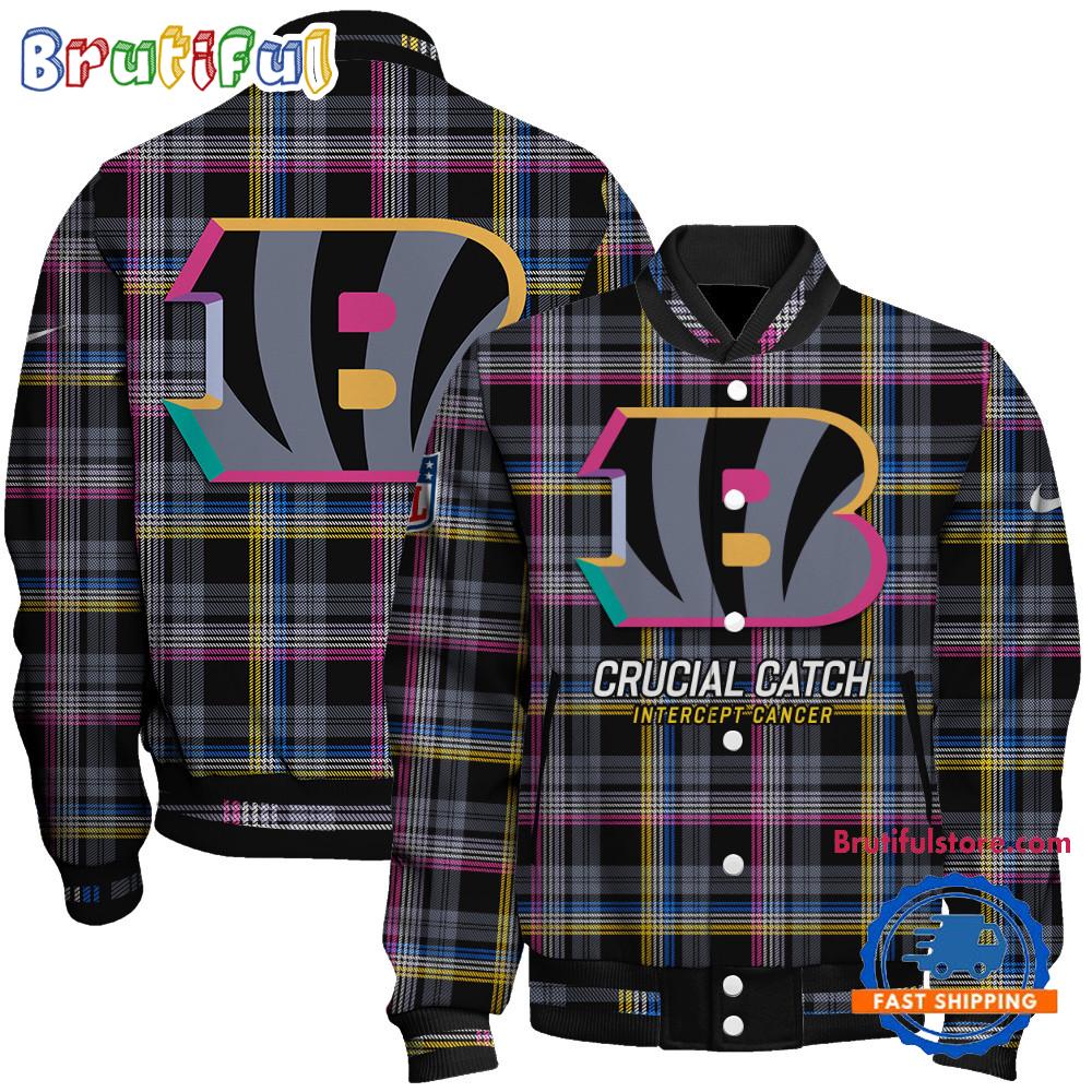 Cincinnati Bengals National Football League Crucial Catch Intercept Cancer Unisex Varsity Jacket